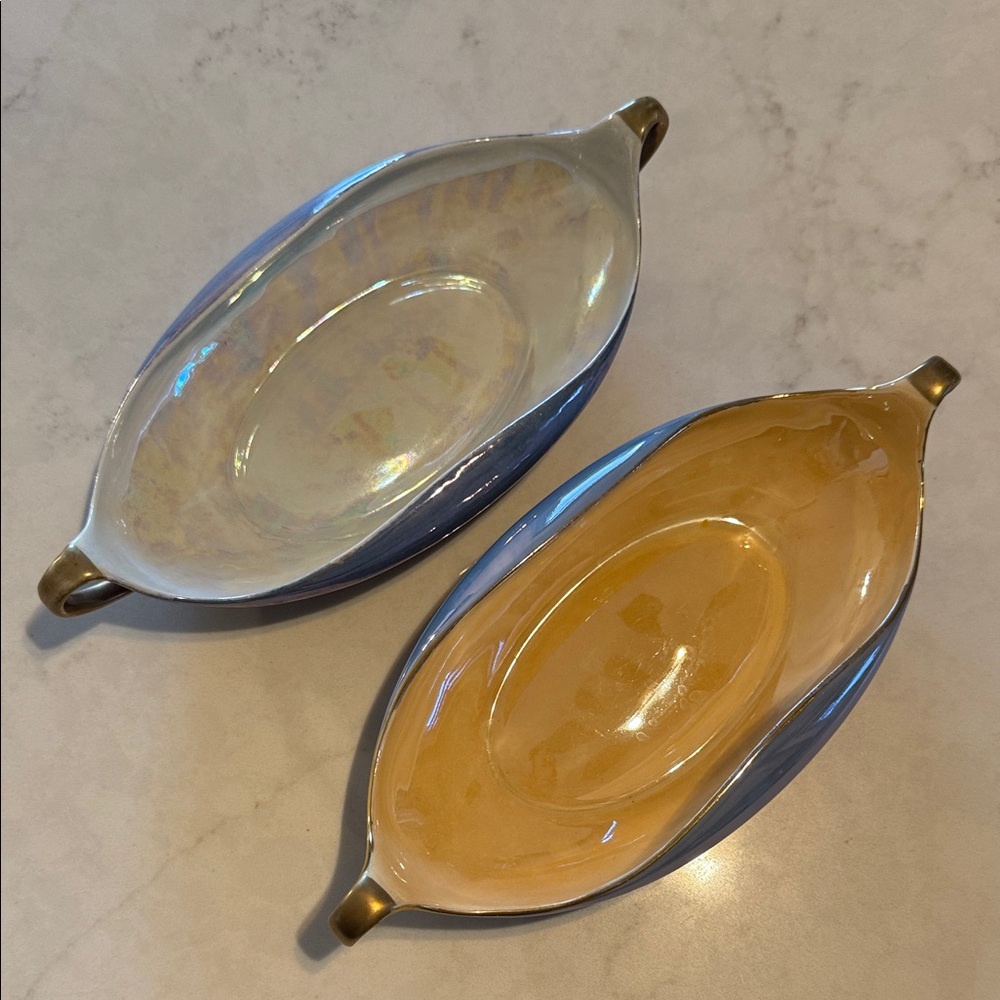 Vintage Elegant Iridescent mother-of-pearl like Trinket Serve-ware Set